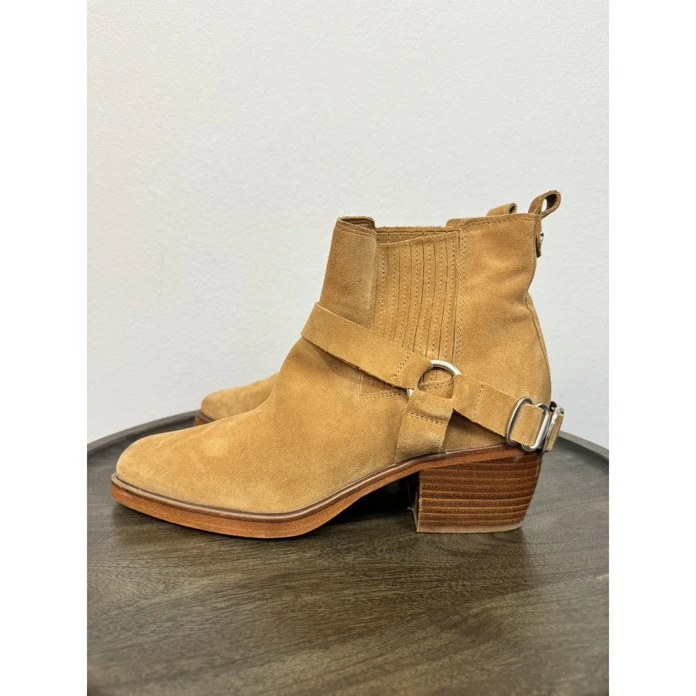 Sam Edelman Bellamie Boot Women's Size 10 Camel Suede‎ Western Harness Ankle